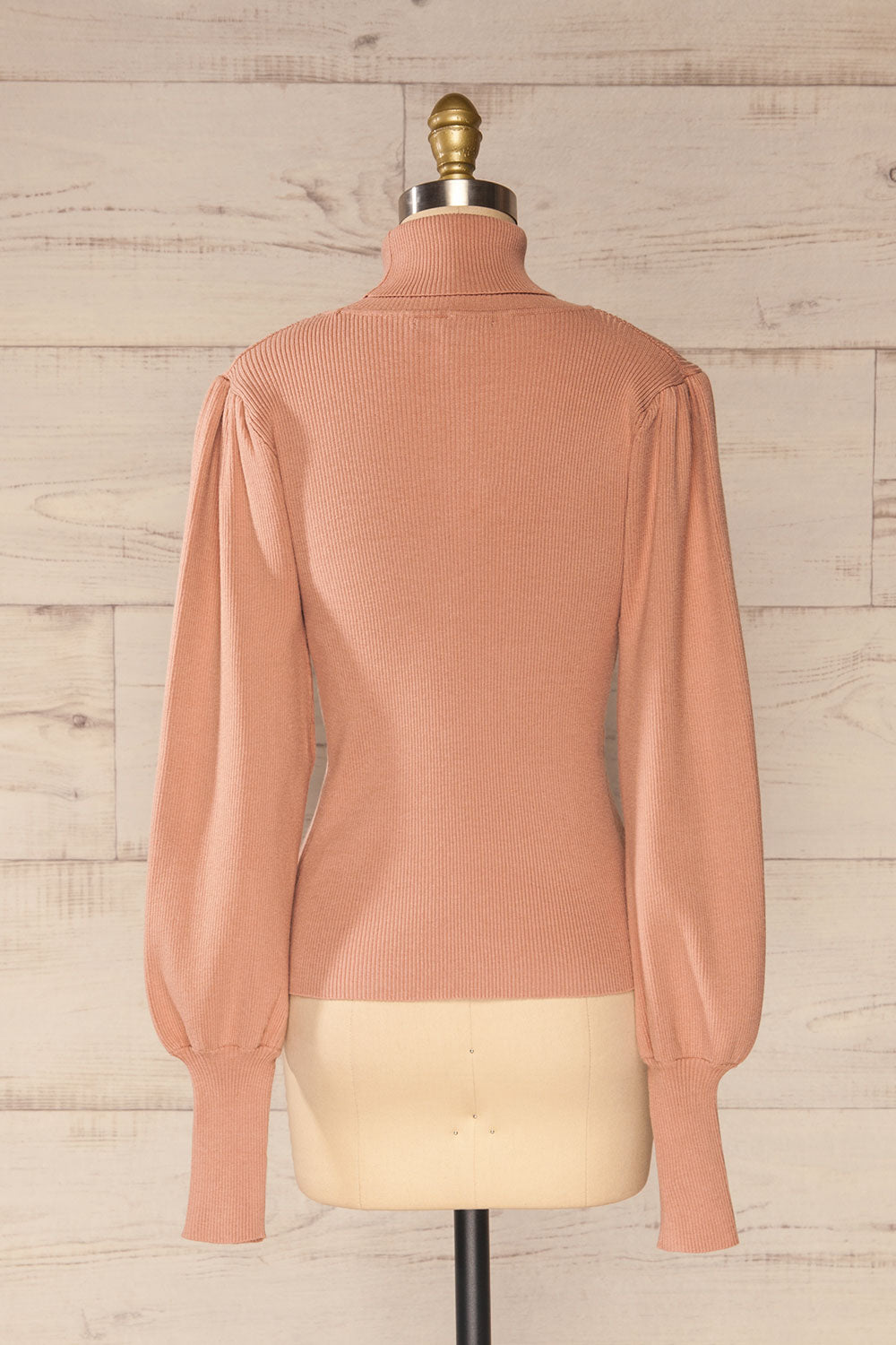 Moino Pink Puffy Sleeve Turtleneck | La petite garçonne back view
