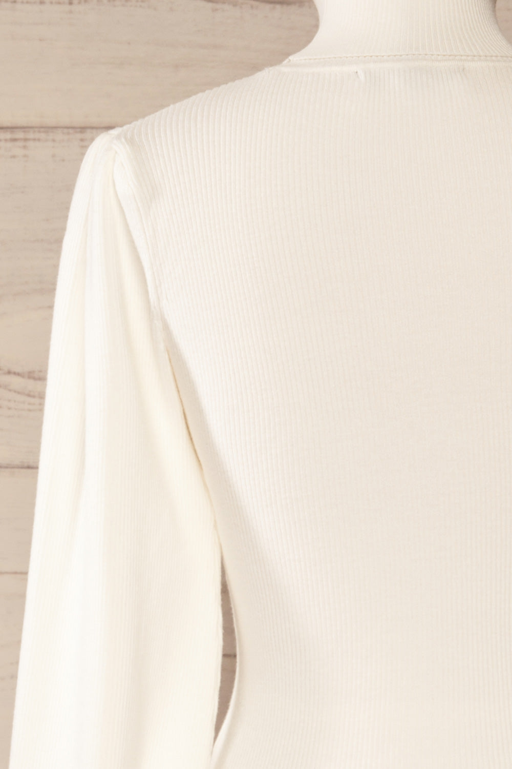 Moino White Puffy Sleeve Turtleneck | La petite garçonne back close-up