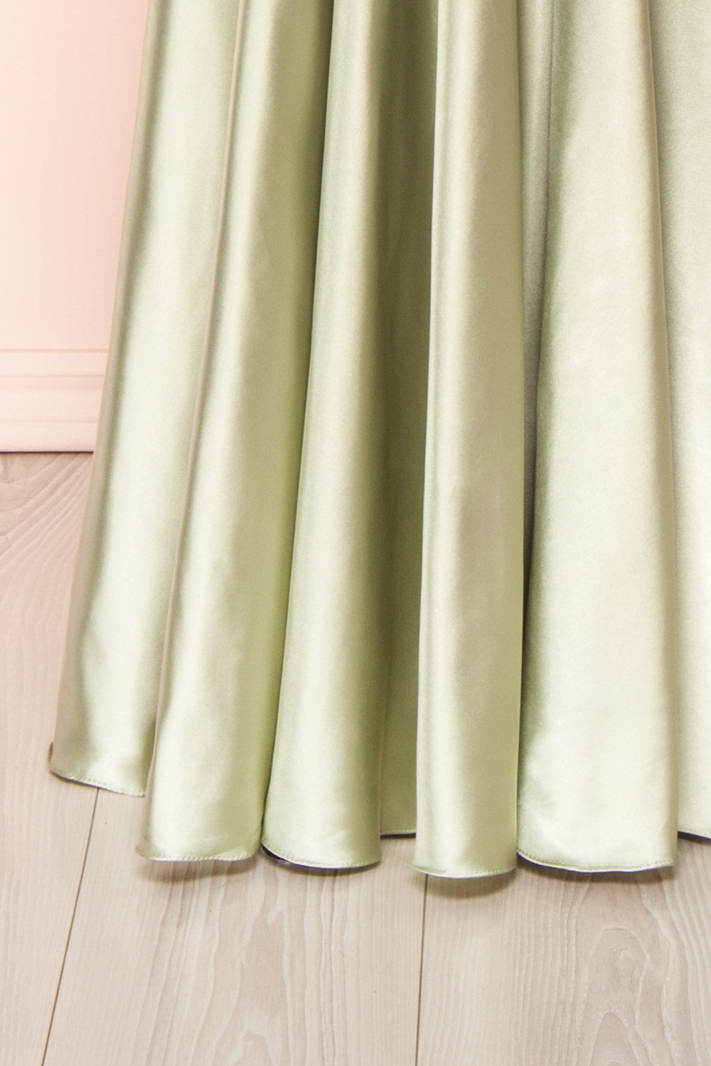 Moira Sage Cowl Neck Satin Maxi Dress w/ High Slit | Boutique 1861 bottom