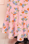 Mondina Pink Floral Short Sleeve Maxi Dress skirt | Boutique 1861