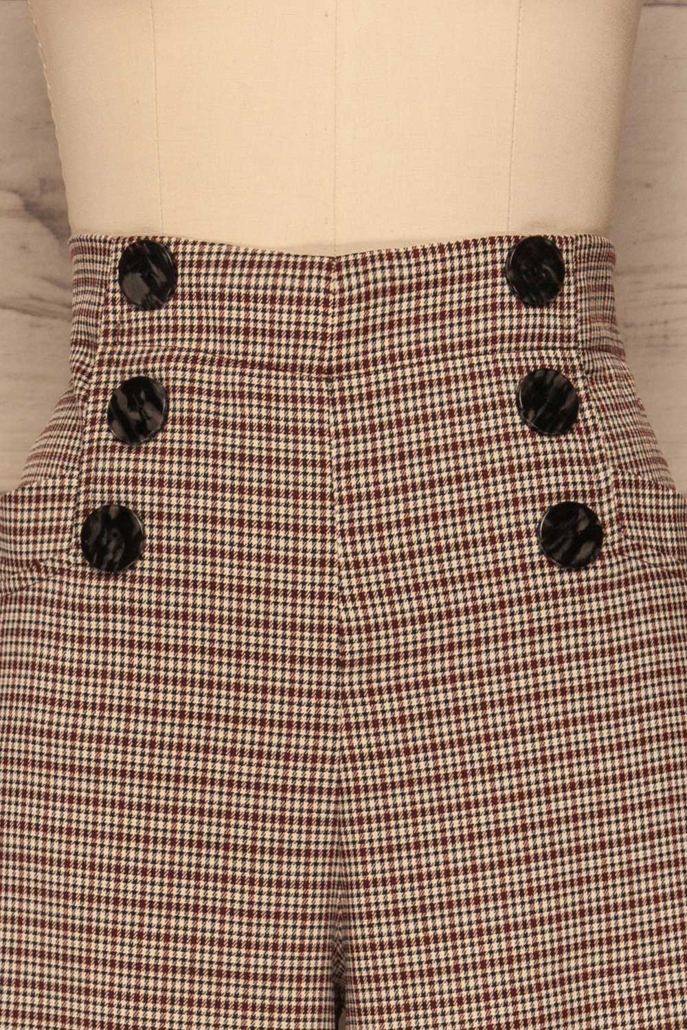 Montfort Beige & Black Houndstooth Wide Leg Pants front close up | La Petite Garçonne