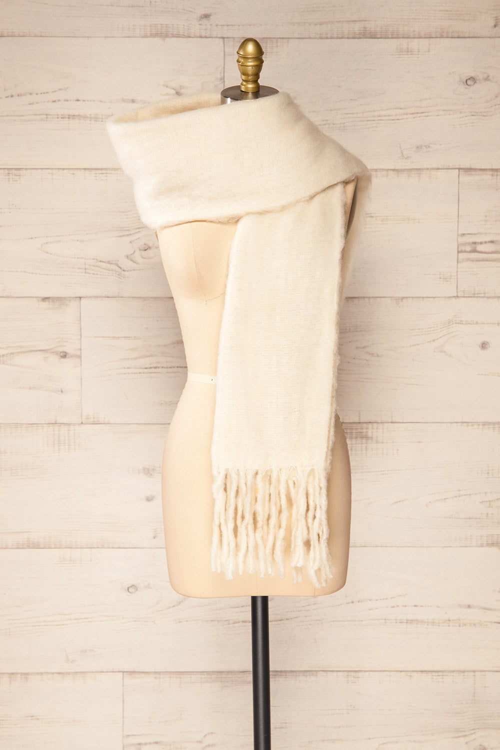 Morska Ivory Soft Fringe Scarf | La petite garçonne loop view