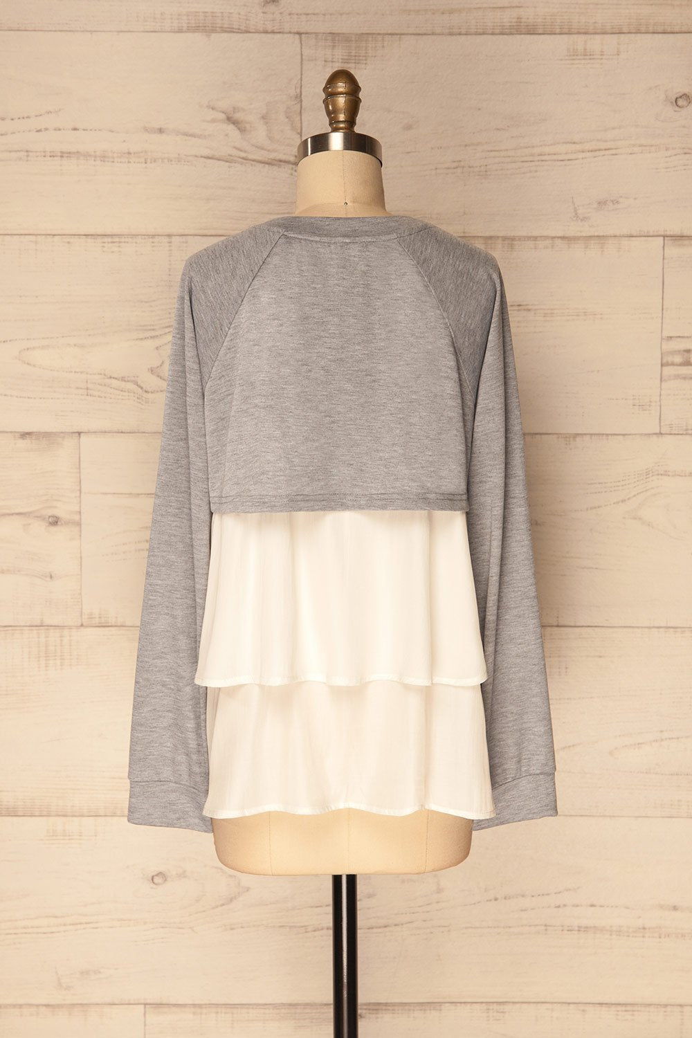 Mottola Brume Grey Pull-Over with White Ruffles | La Petite Garçonne 6