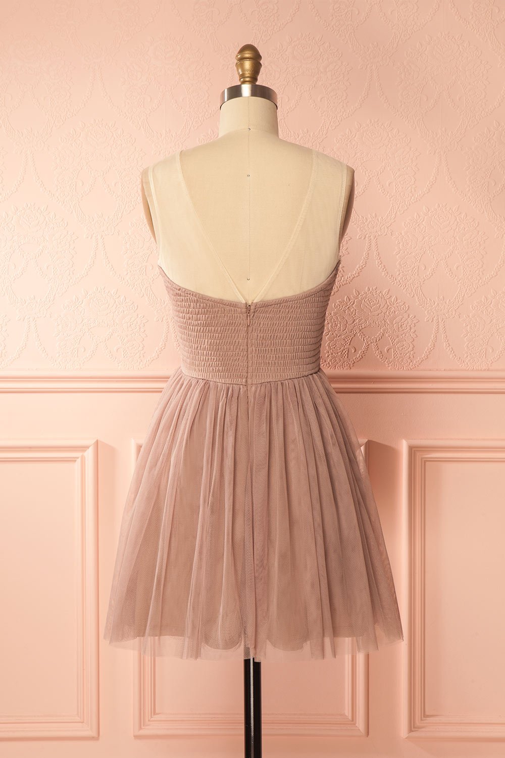 Mya Tan Taupe Lace & Tulle A-Line Dress | Boutique 1861