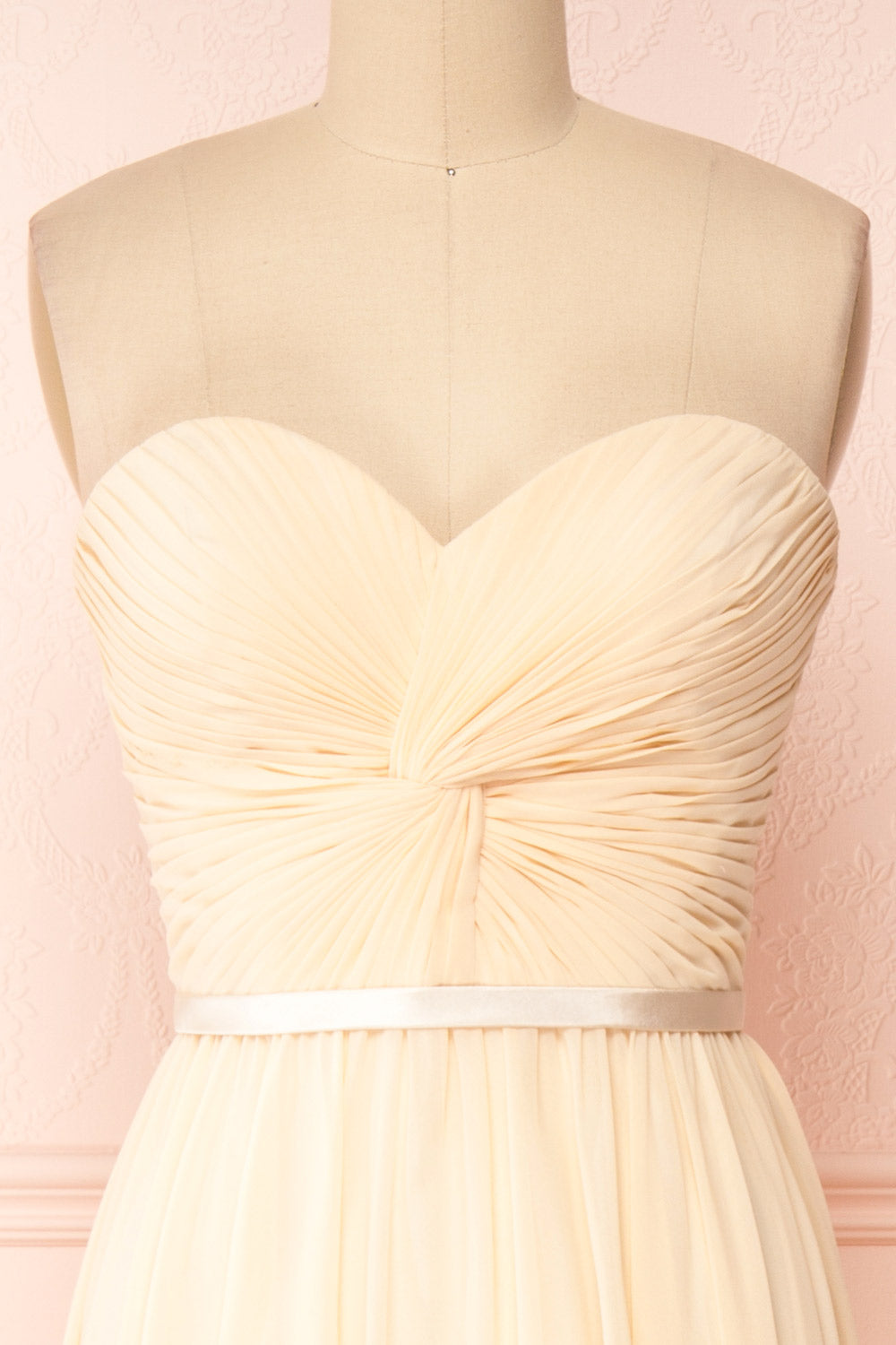 Myrcella Champagne Cream Corset Back Gown | Boudoir 1861 front close-up