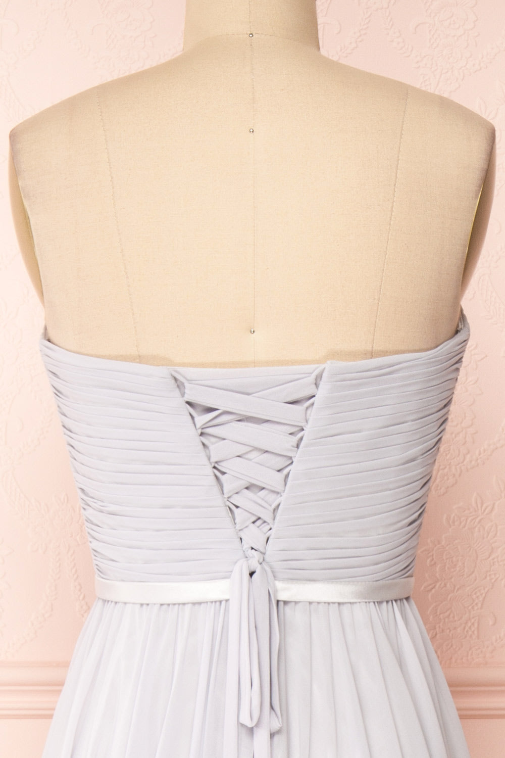 Myrcella Grey Corset Back Gown | Boudoir 1861 back close-up