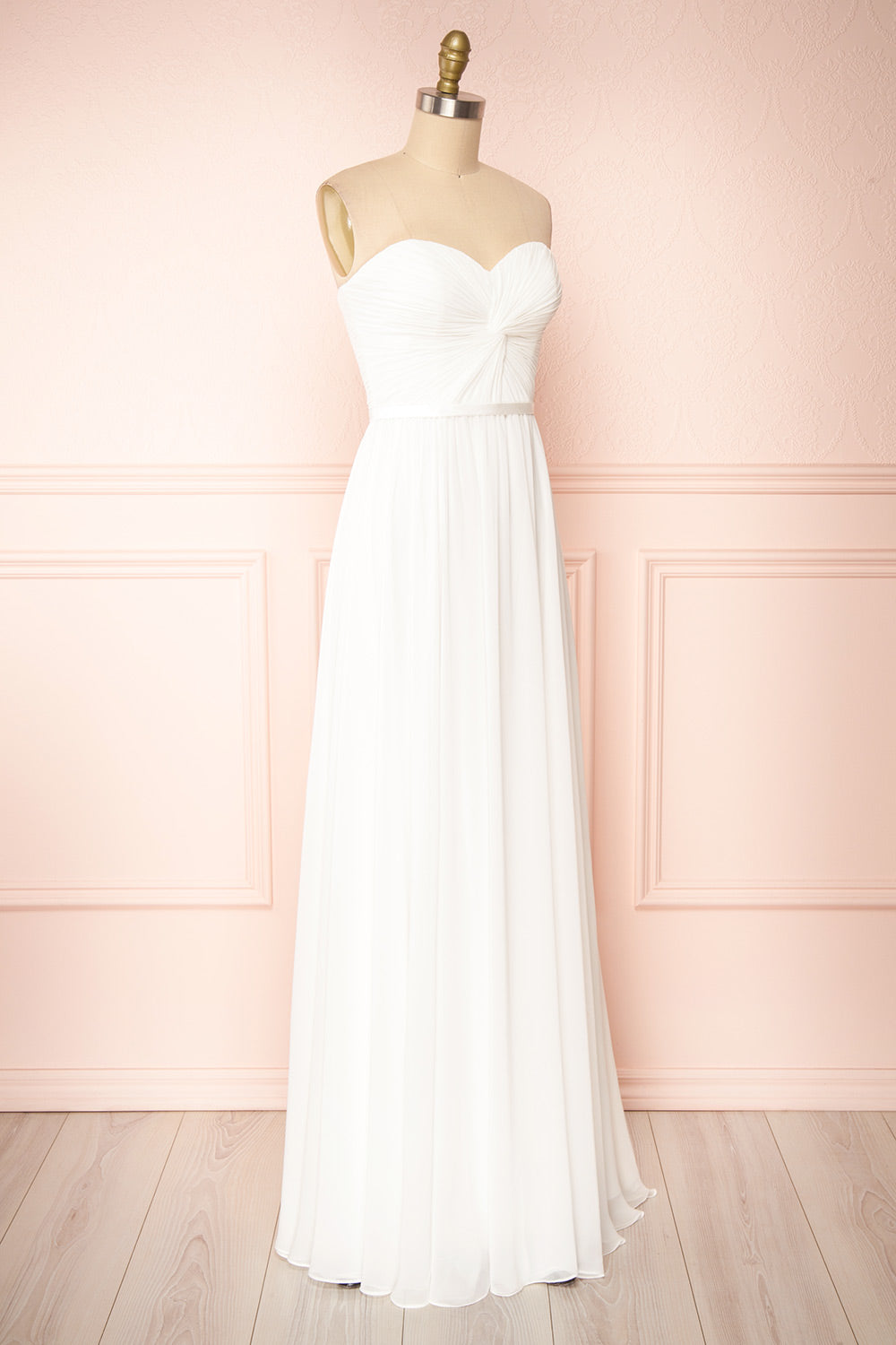Myrcella White Bustier Maxi Dress | Boudoir 1861 side view 