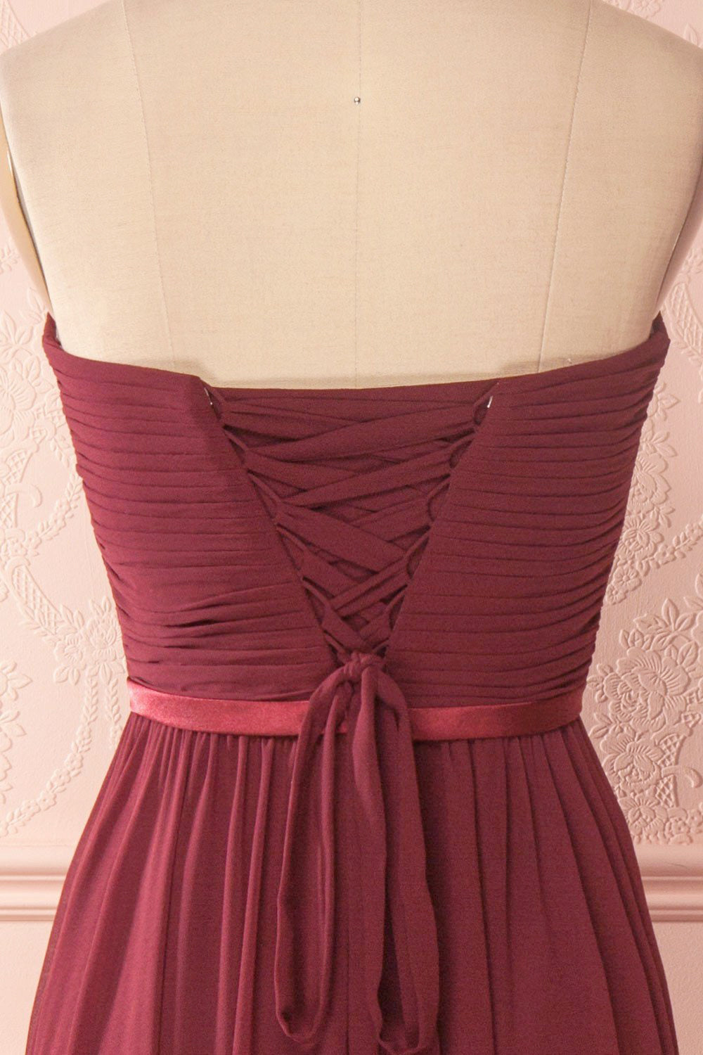 Myrcella Burgundy Corset Back Gown | Boudoir 1861 back close-up