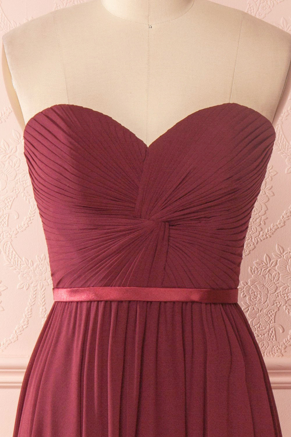 Myrcella Burgundy Corset Back Gown | Boudoir 1861 front close-up