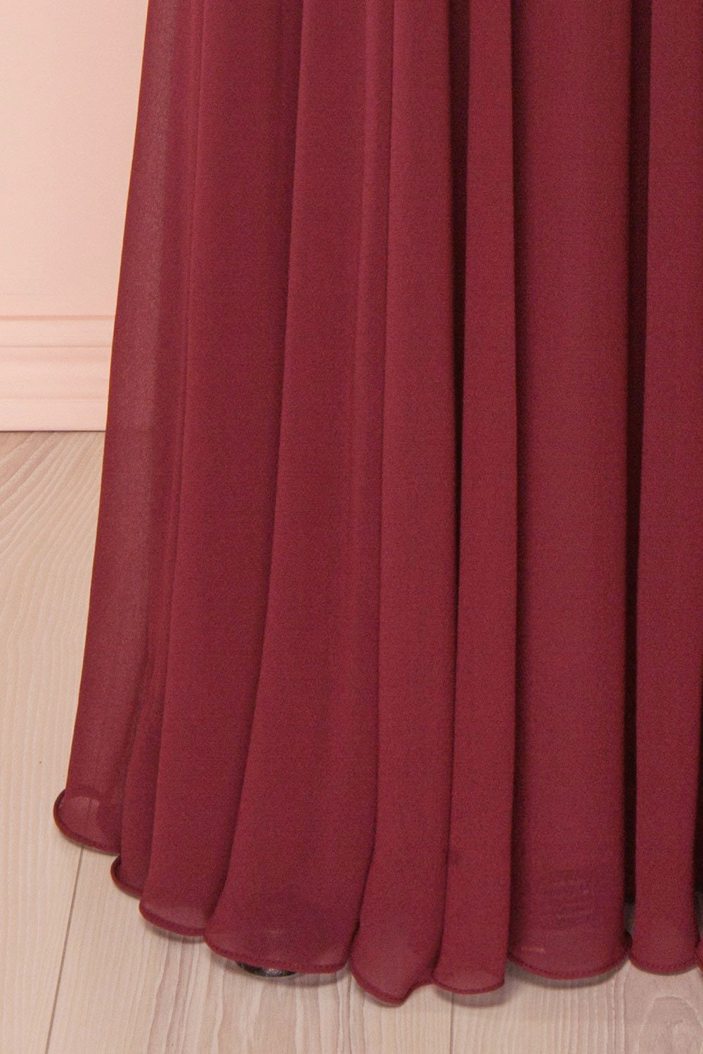 Myrcella Burgundy Corset Back Gown | Boudoir 1861 bottom close-up