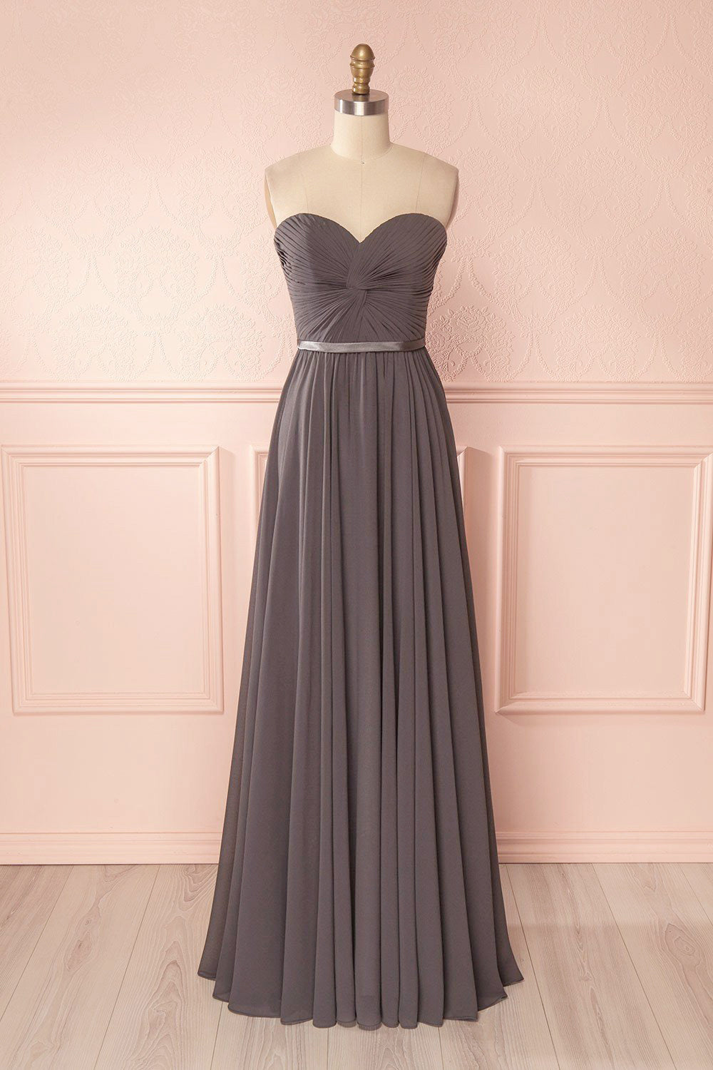 Myrcella Charcoal Corset Back Gown | Boudoir 1861 front view