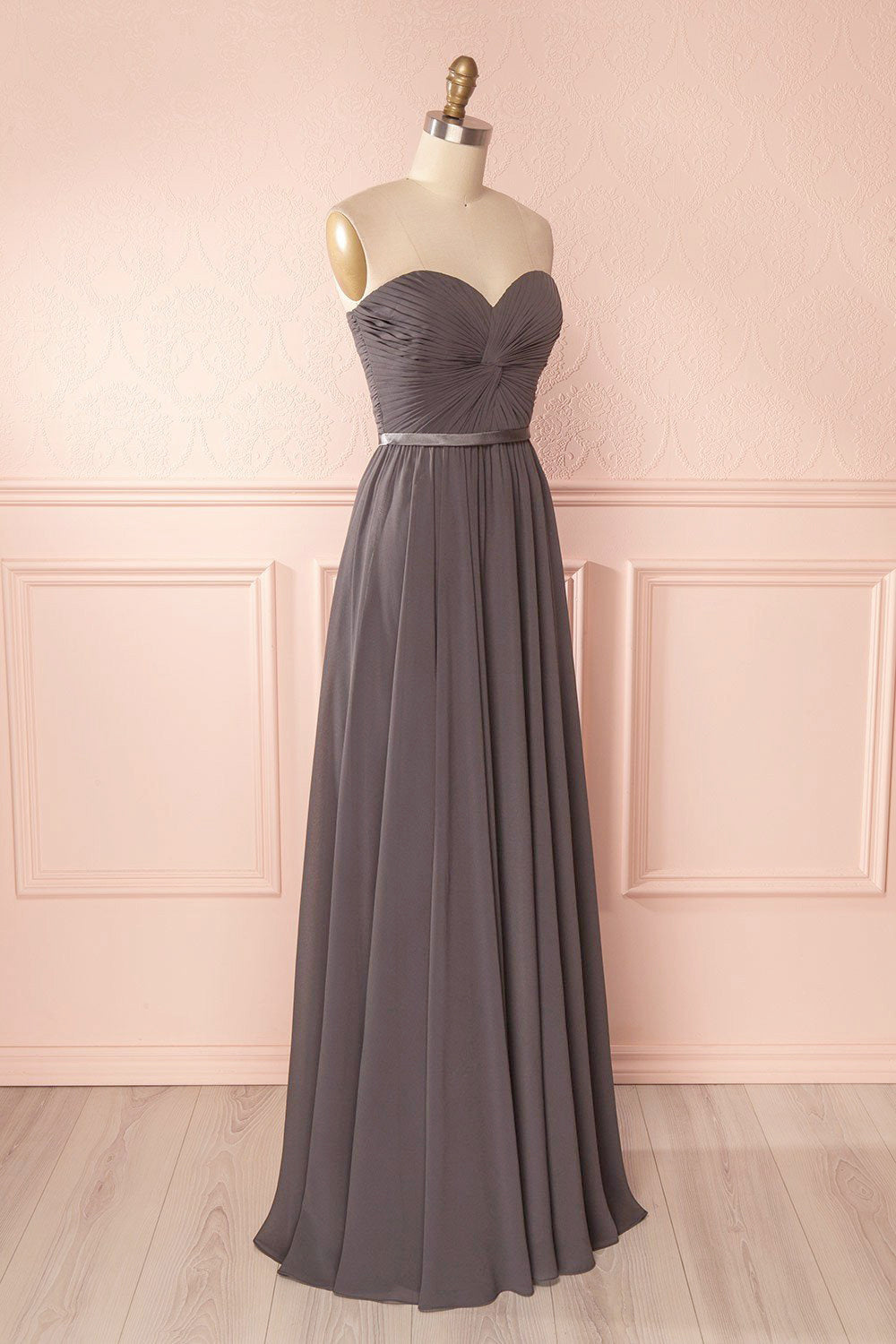 Myrcella Charcoal Corset Back Gown | Boudoir 1861 side view