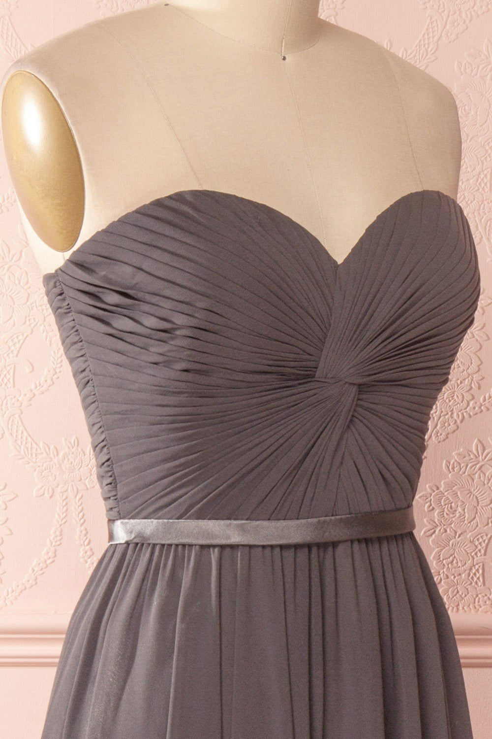 Myrcella Charcoal Corset Back Gown | Boudoir 1861 side close-up