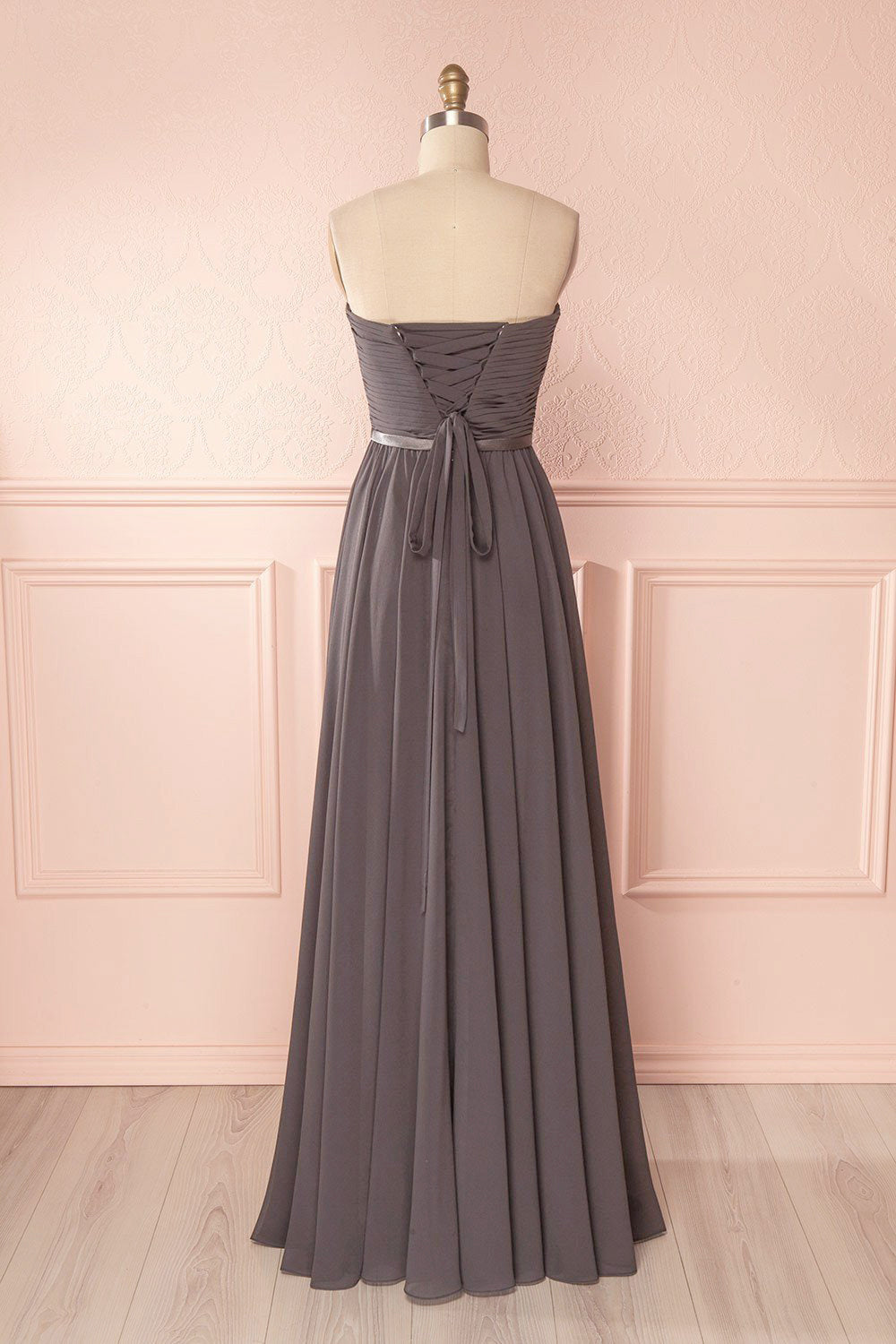 Myrcella Charcoal Corset Back Gown | Boudoir 1861 back view