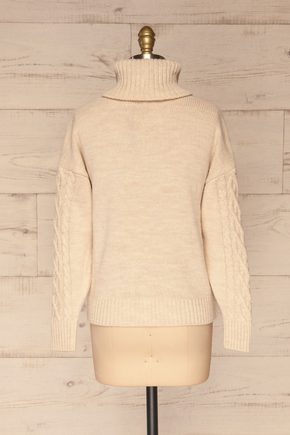 Mysliborz Beige Turtleneck Knit Sweater | La petite garçonne back view