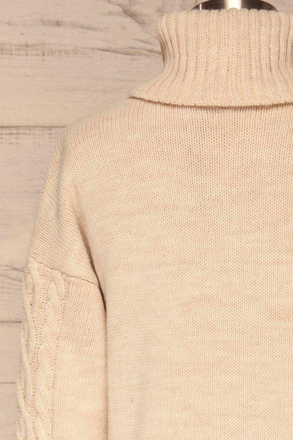 Mysliborz Beige Turtleneck Knit Sweater | La petite garçonne back close up