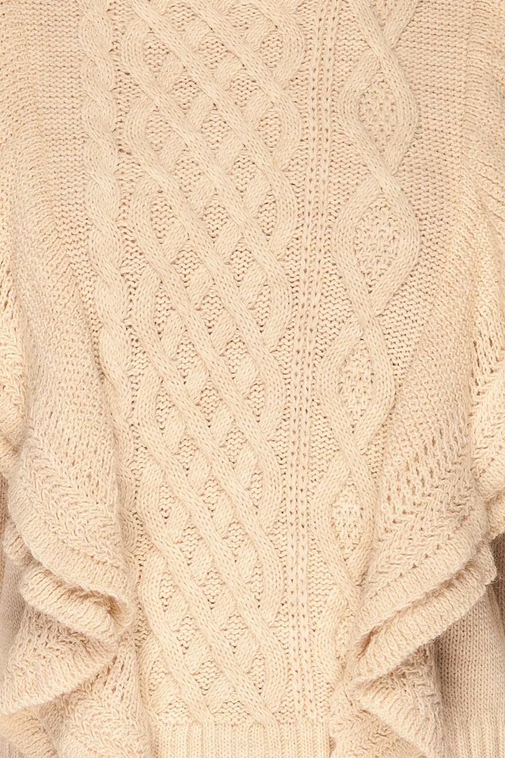 Mysliborz Beige Turtleneck Knit Sweater | La petite garçonne fabric
