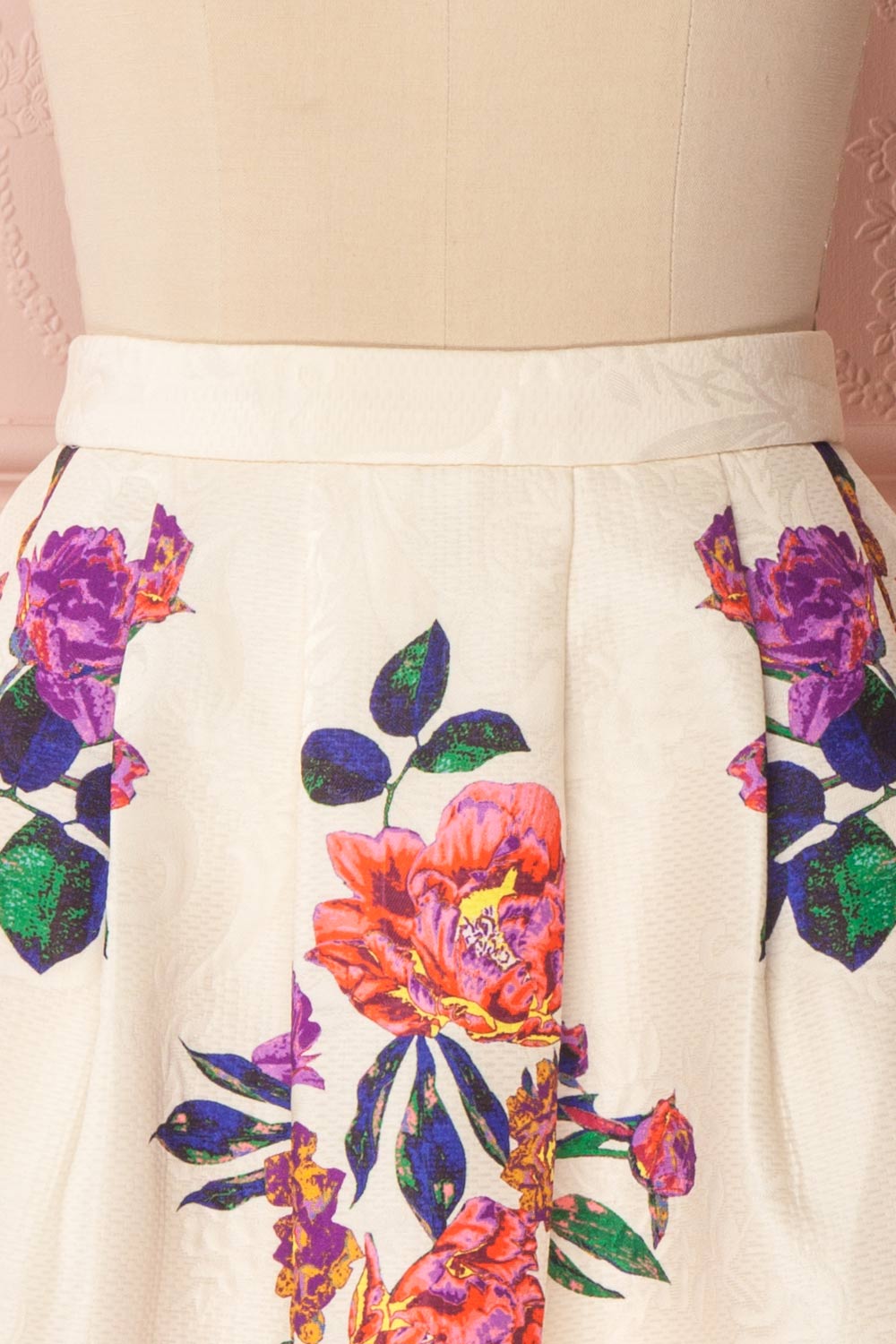 Nabilah Ivory & Colourful Floral Brocade A-Line Skirt | Boutique 1861