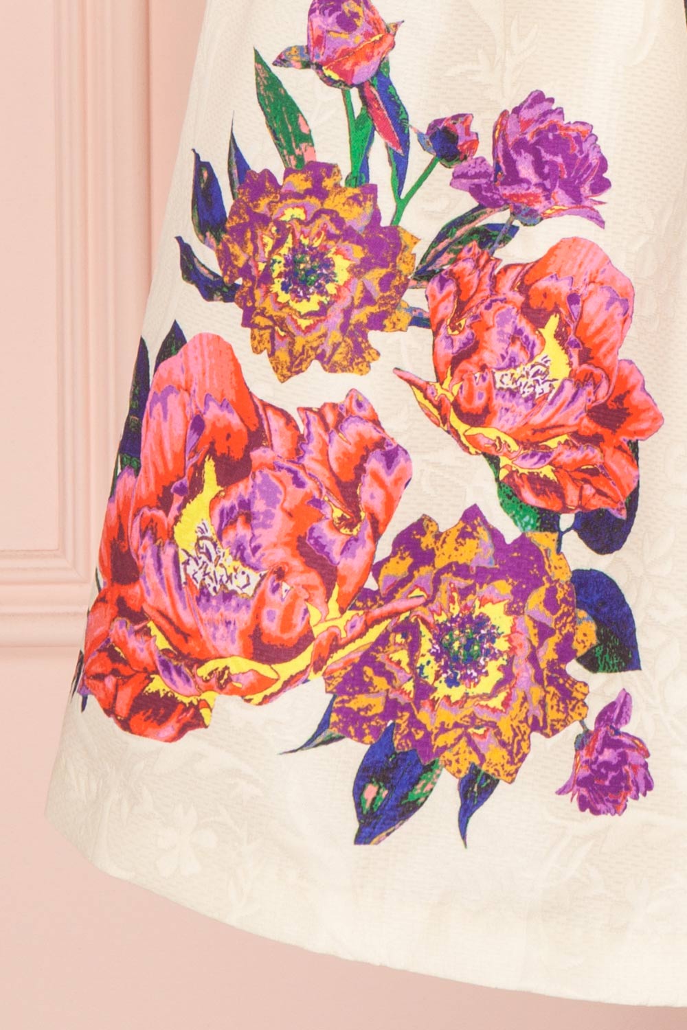 Nabilah Ivory & Colourful Floral Brocade A-Line Skirt | Boutique 1861