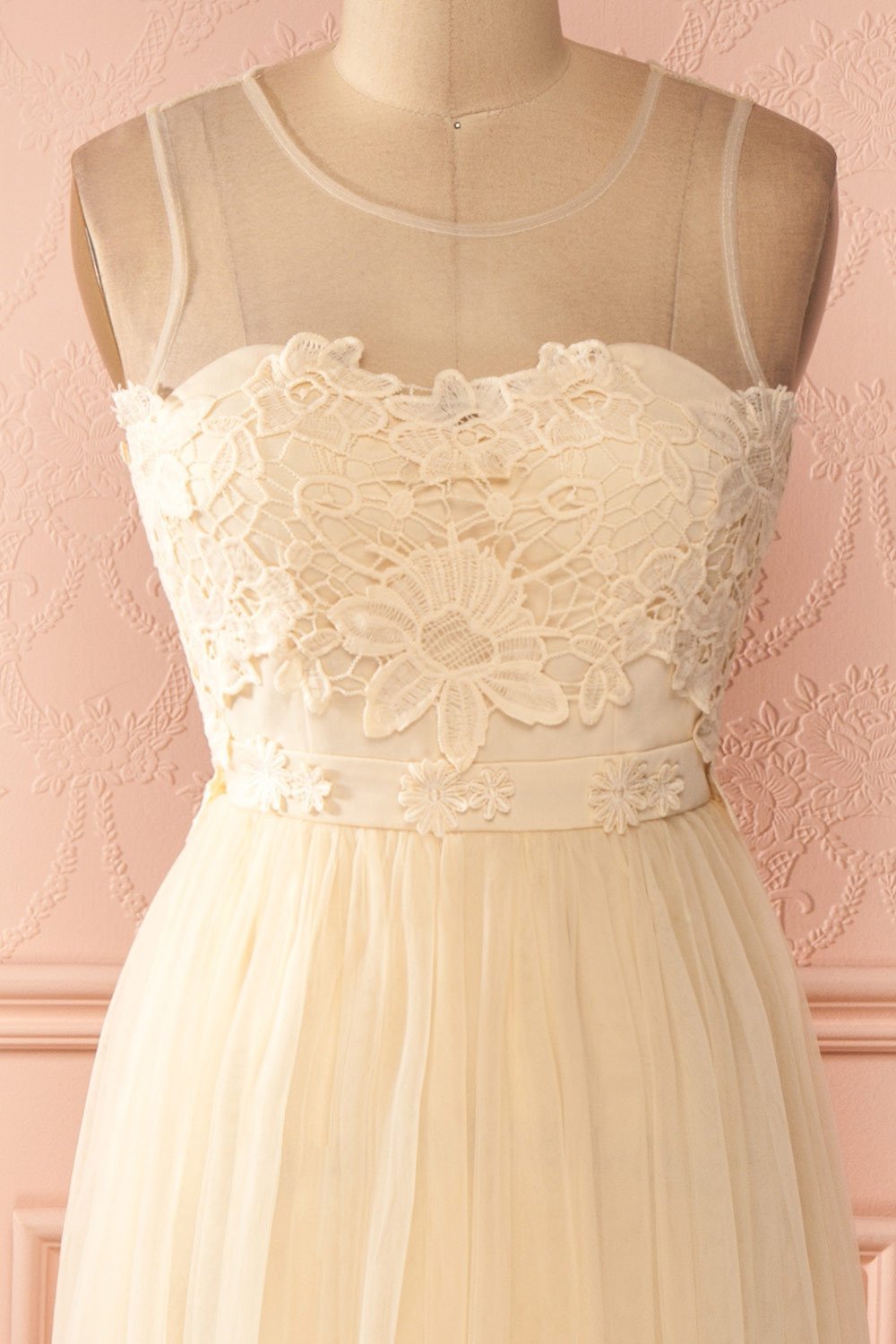 Naïla Day - Cream tulle and crochet maxi dress