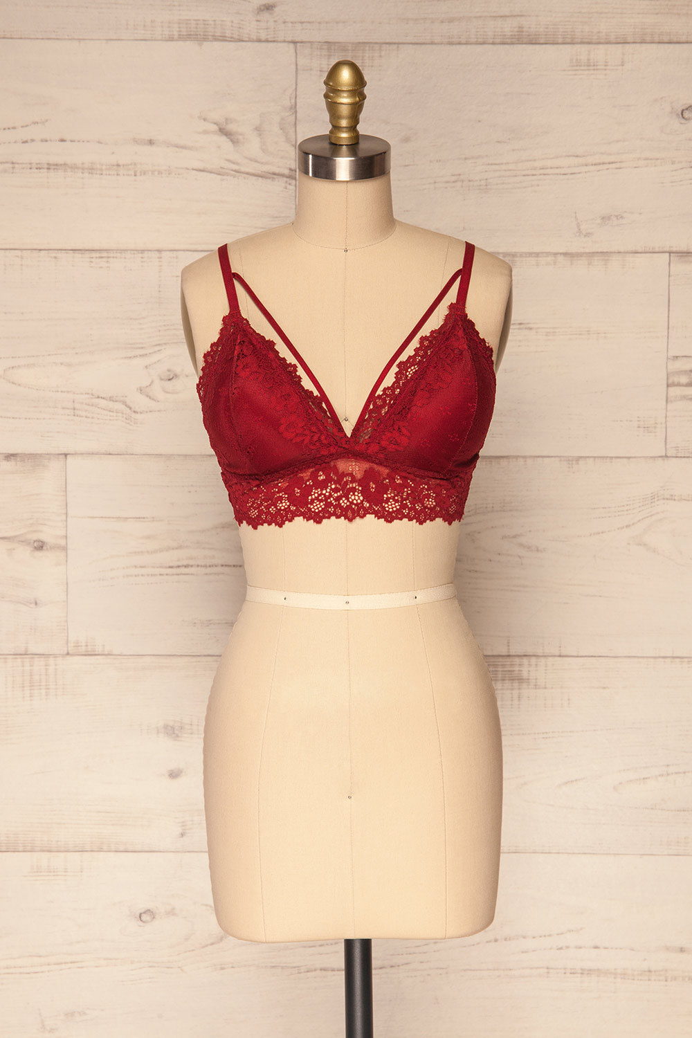 Nandrin Burgundy Lace Triangular Bralette | La Petite Garçonne