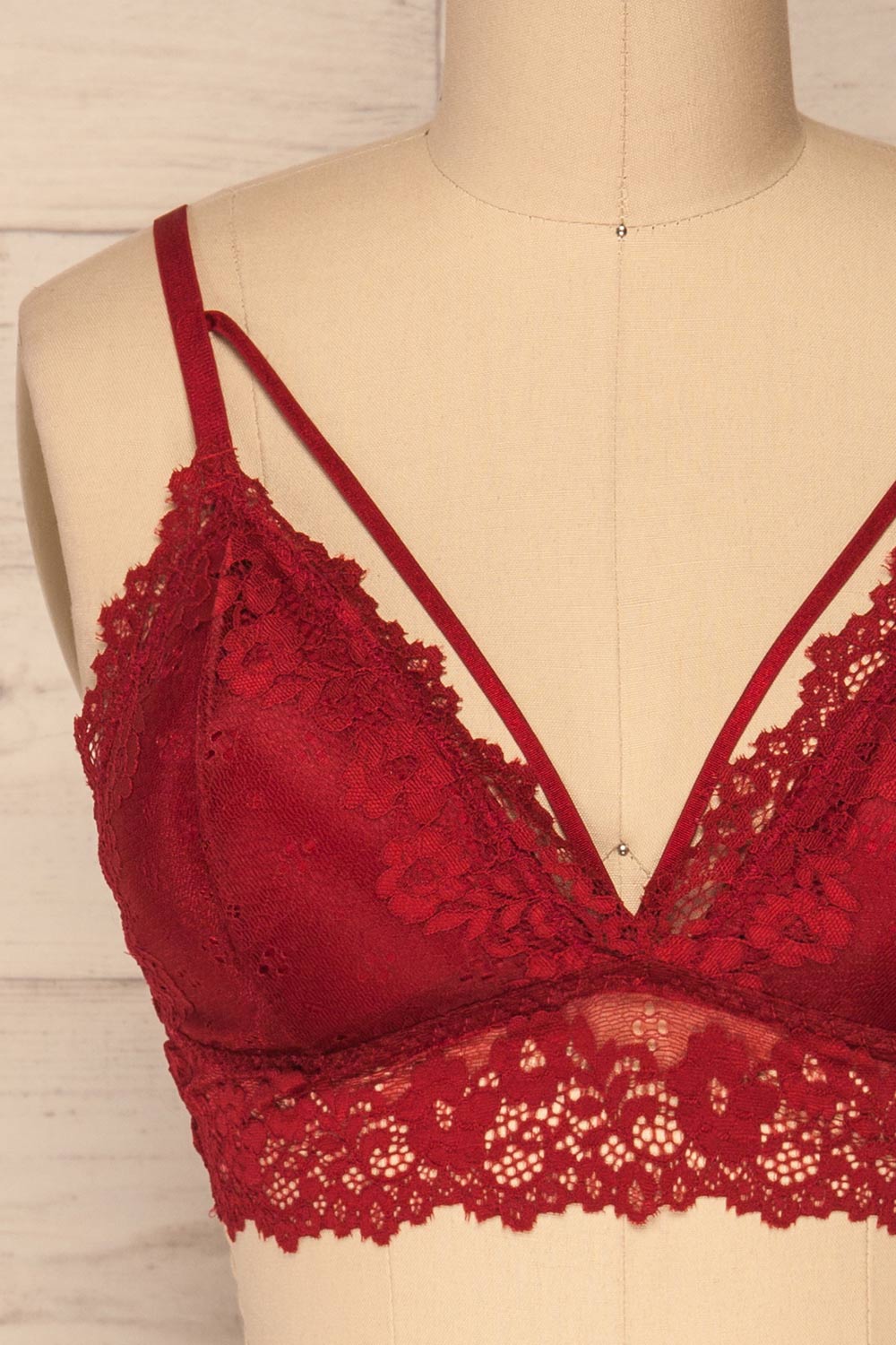 Nandrin Burgundy Lace Triangular Bralette | La Petite Garçonne