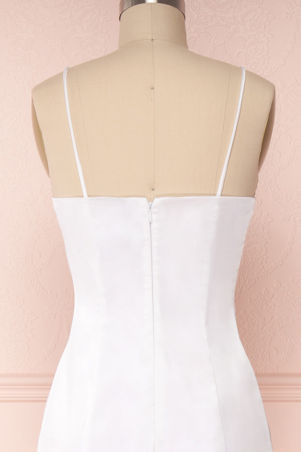 Naomie Ivory Silky Mermaid Gown with Slit | Boudoir 1861 back close-up