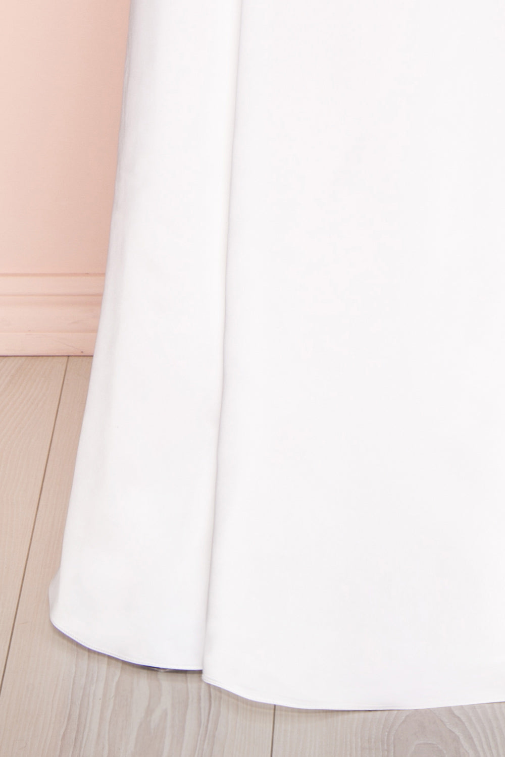 Naomie Ivory Silky Mermaid Gown with Slit | Boudoir 1861 bottom close-up