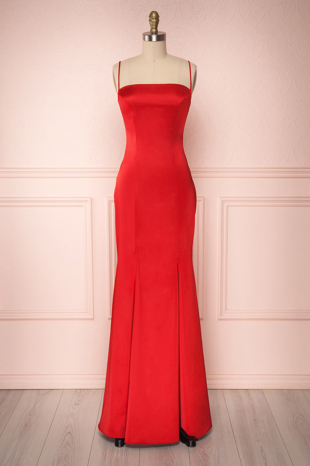 Naomie Red Silky Mermaid Gown with Slit | Boudoir 1861