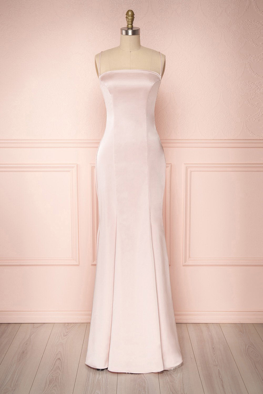 Naomie Blush Silky Mermaid Gown with Slit | Boudoir 1861