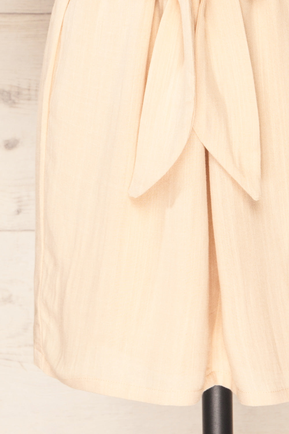 Naousa Beige V-Neck Short Sleeve Dress | La petite garçonne bottom