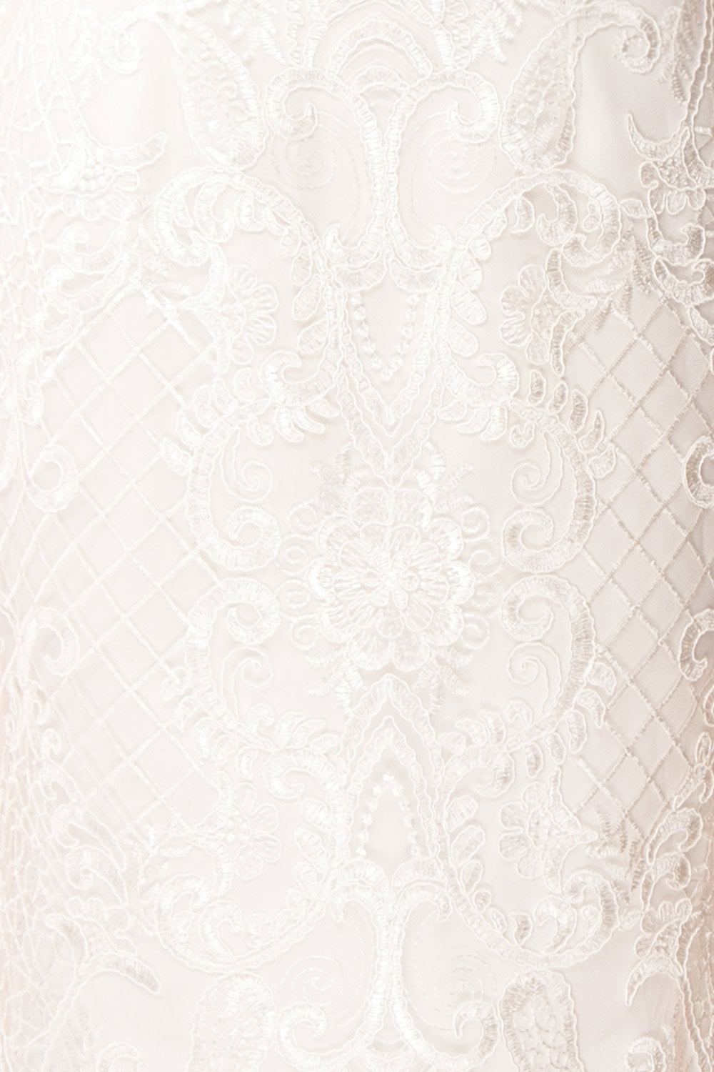 Narcissa White High-Low Mermaid Gown | Robe | Boudoir 1861 fabric detail 