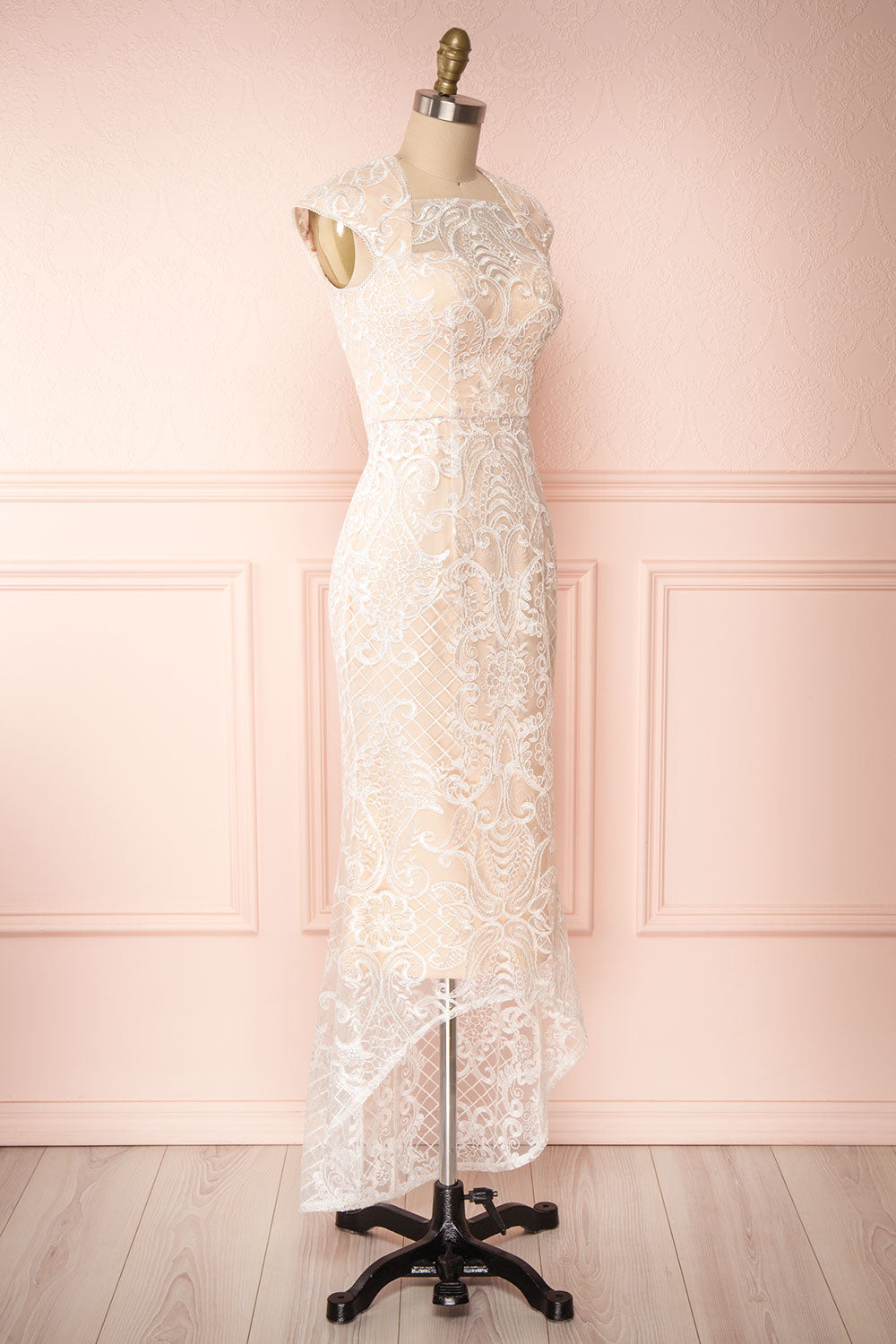 Narcissa Blush High-Low Mermaid Gown | Robe | Boudoir 1861 side view