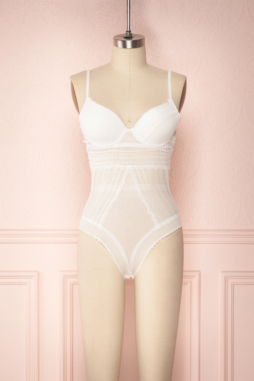 Nayra White Mesh & Lace Bodysuit | Boudoir 1861
