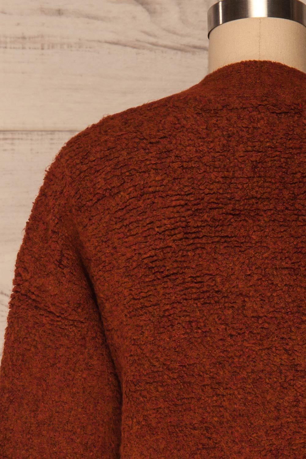 Neapoli Rust Cropped Button Up Cardigan | La petite garçonne back close up