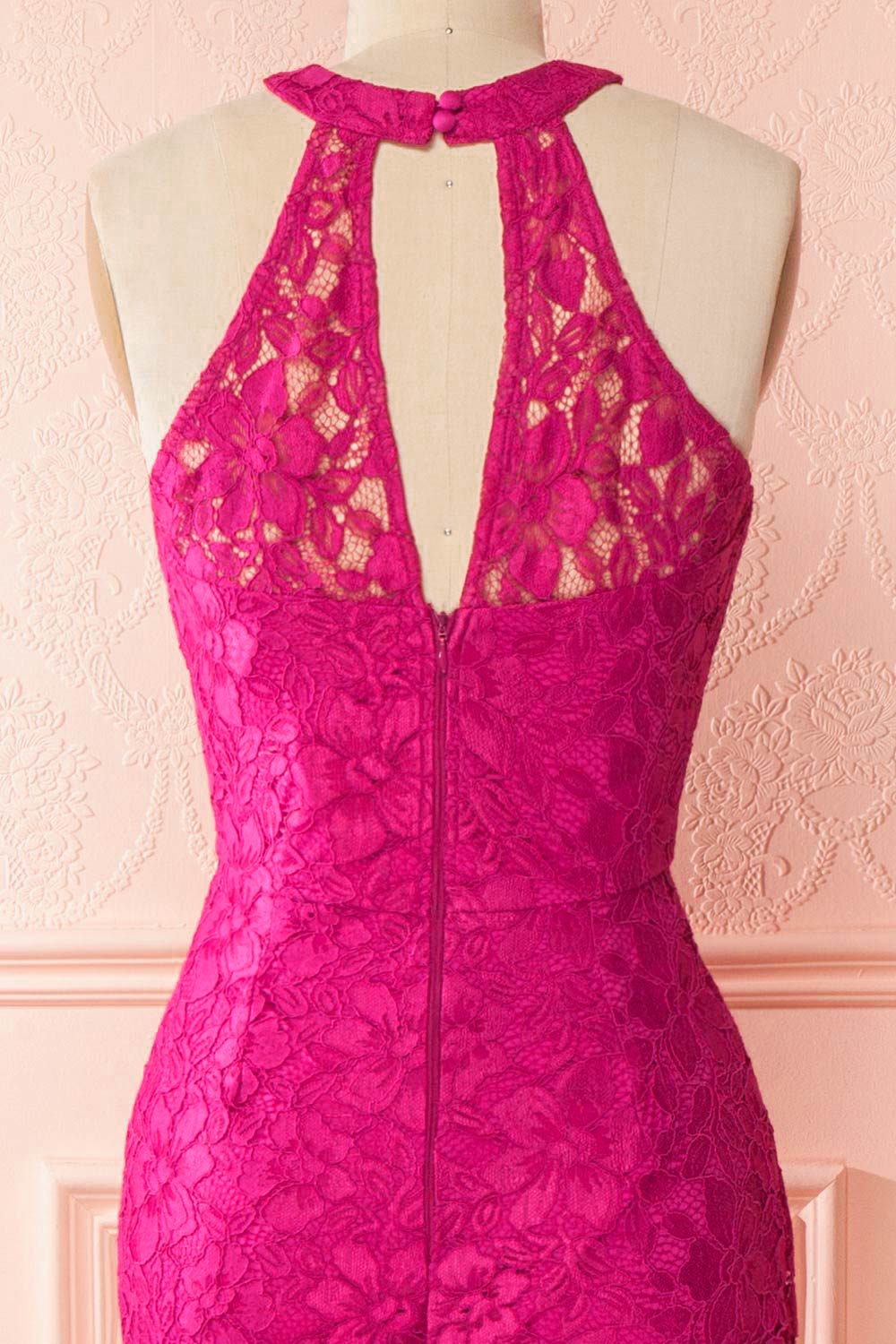 Nelliel Magenta | Lace Halter Gown