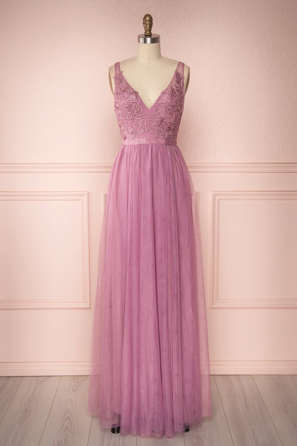 Néomie Purple Tulle Gown with Crocheted Lace | Boudoir 1861