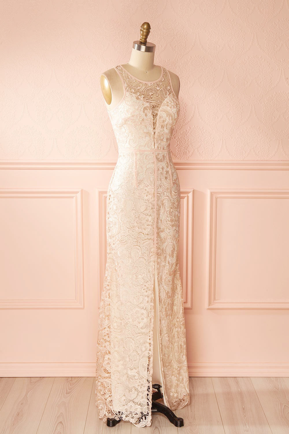 Nilia Quartz Light pink lace gown | Boutique 1861 side view