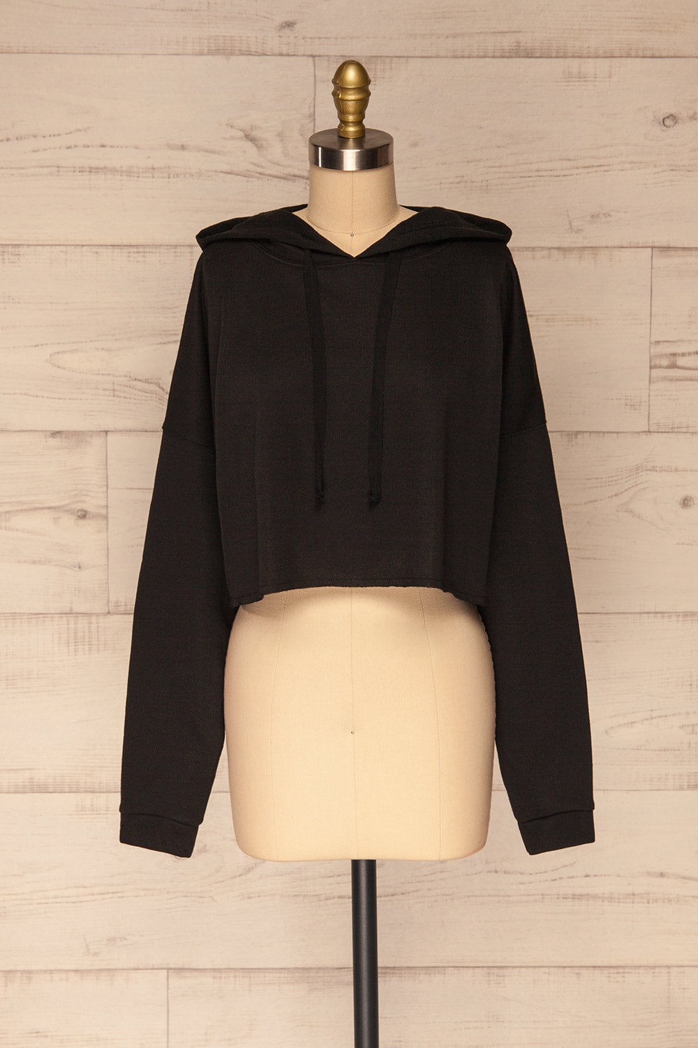 Nimegen Black Cropped Hooded Sweater | La petite garçonne front view