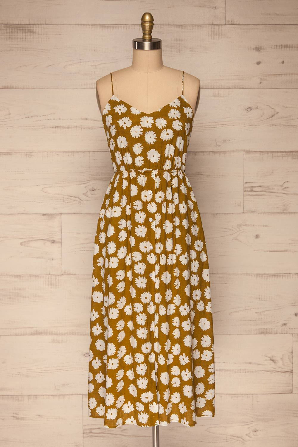 Ninette | Robe Kaki Fleurie