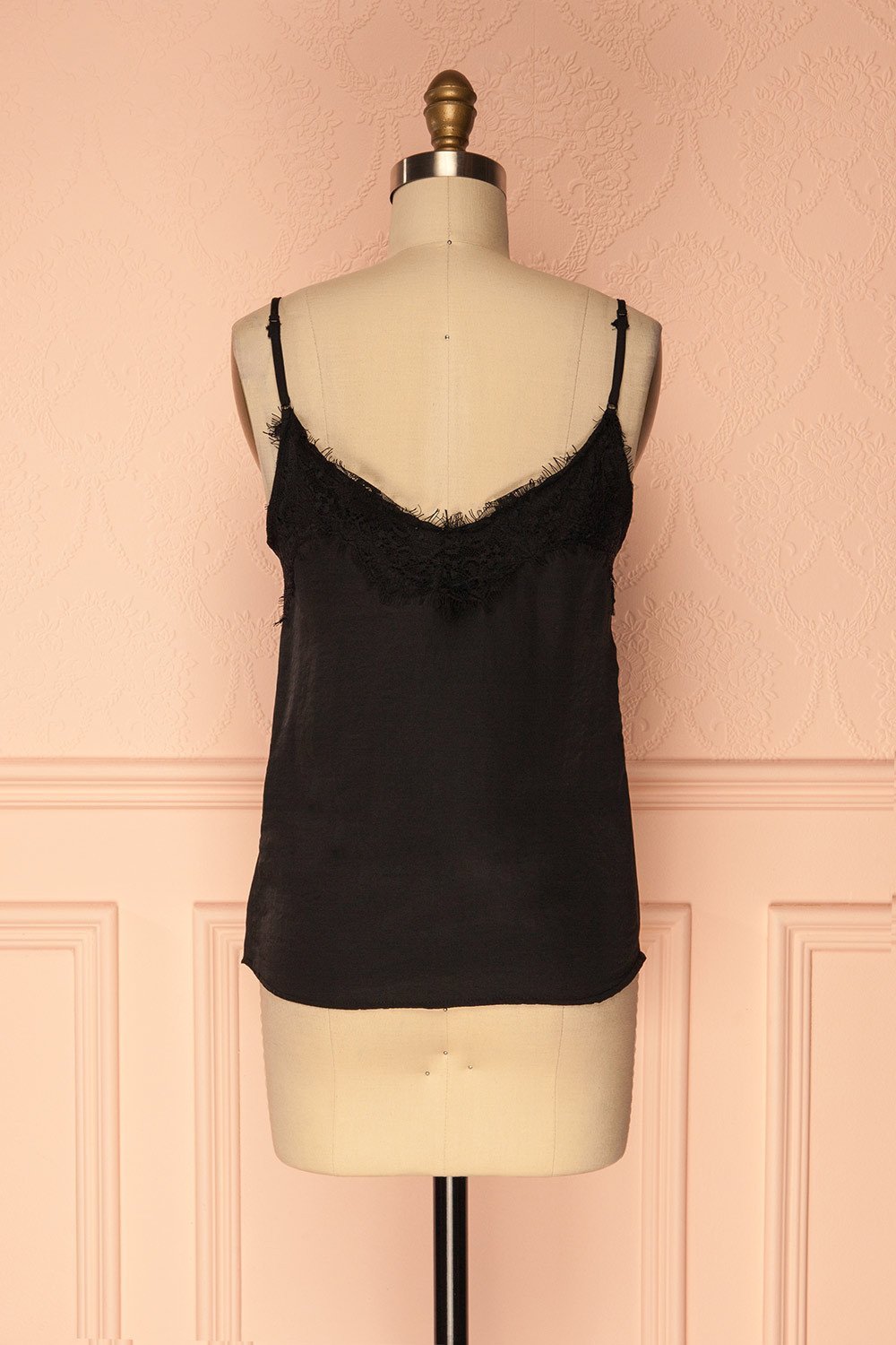 Nita Onyx Black Satin & Lace Camisole | Boutique 1861