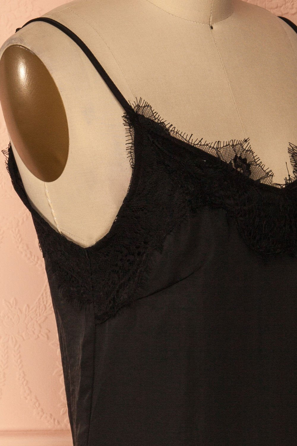Nita Onyx Black Satin & Lace Camisole | Boutique 1861