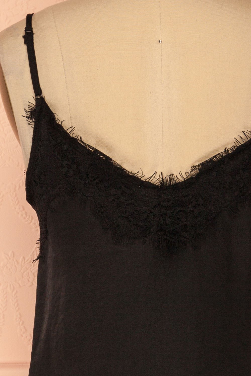 Nita Onyx Black Satin & Lace Camisole | Boutique 1861
