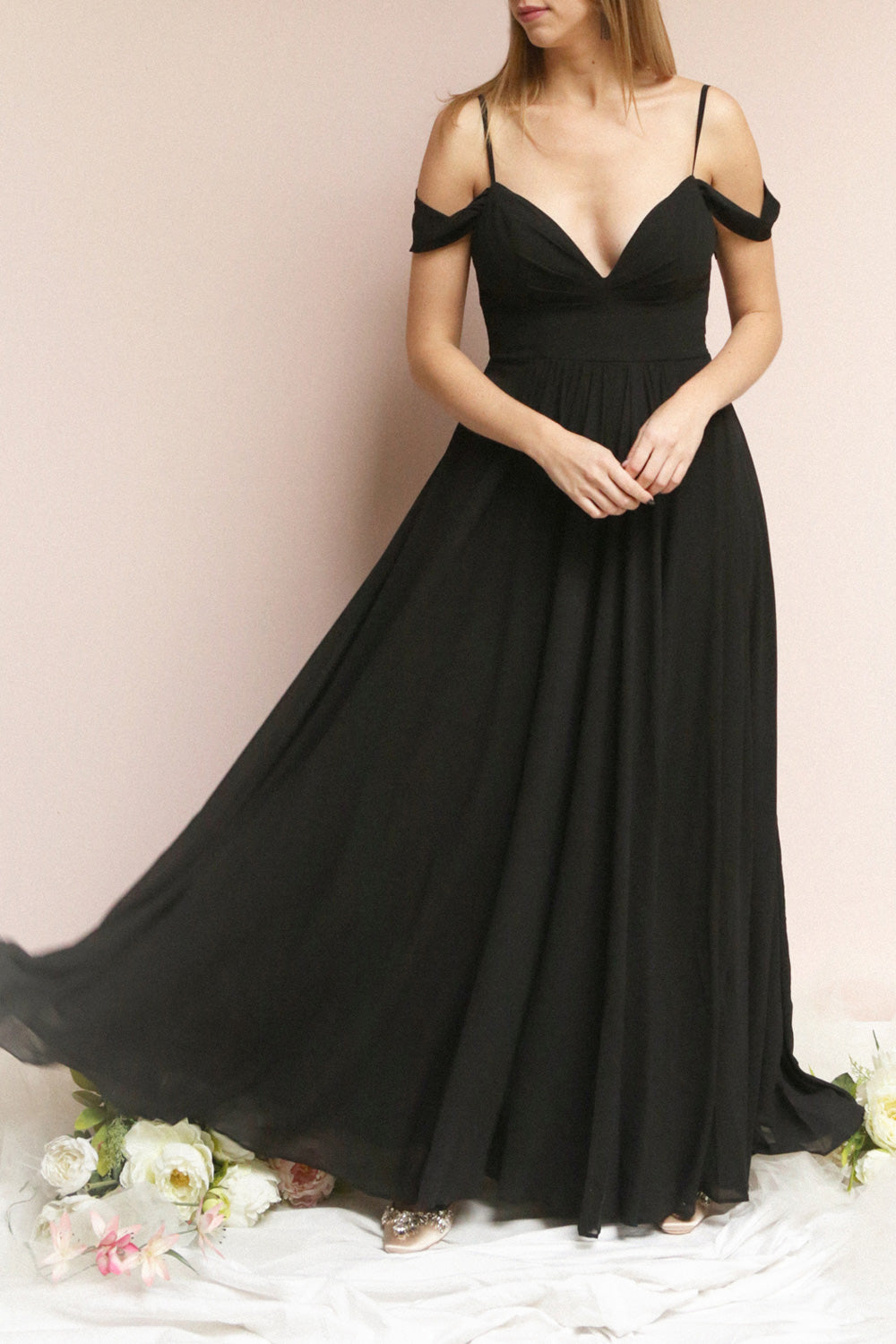 Norhai Noire | Black Chiffon & Lace Gown