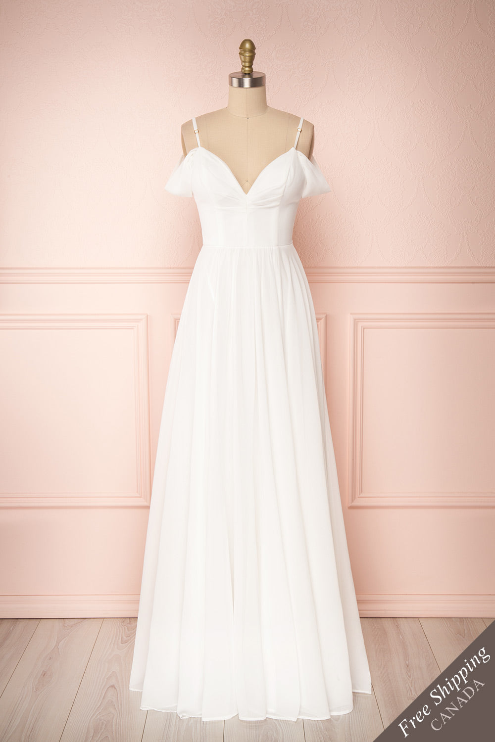 Norhai Ivoire Ivory Chiffon Off-Shoulder Gown | Boudoir 1861 front view