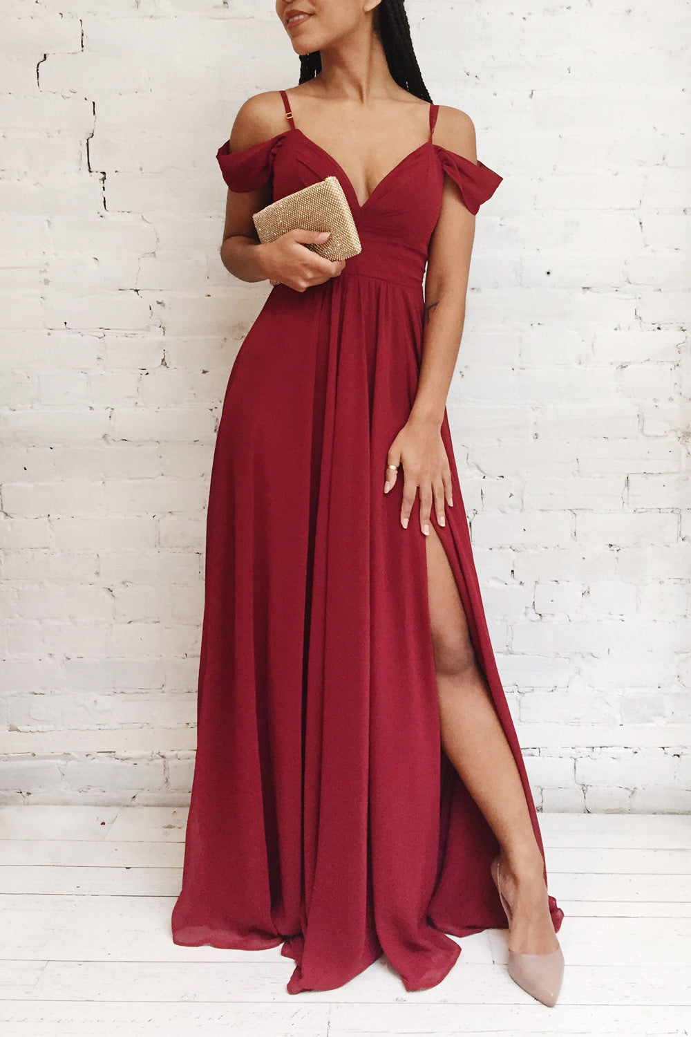 Norhai Bourgogne | Burgundy Chiffon Dress