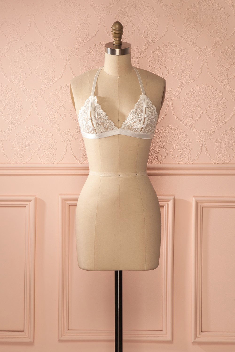 Norianne - White lace halter bralette