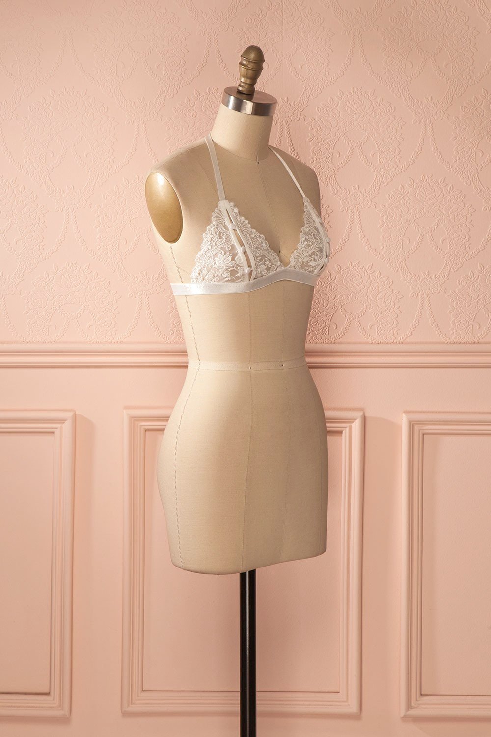 Norianne - White lace halter bralette