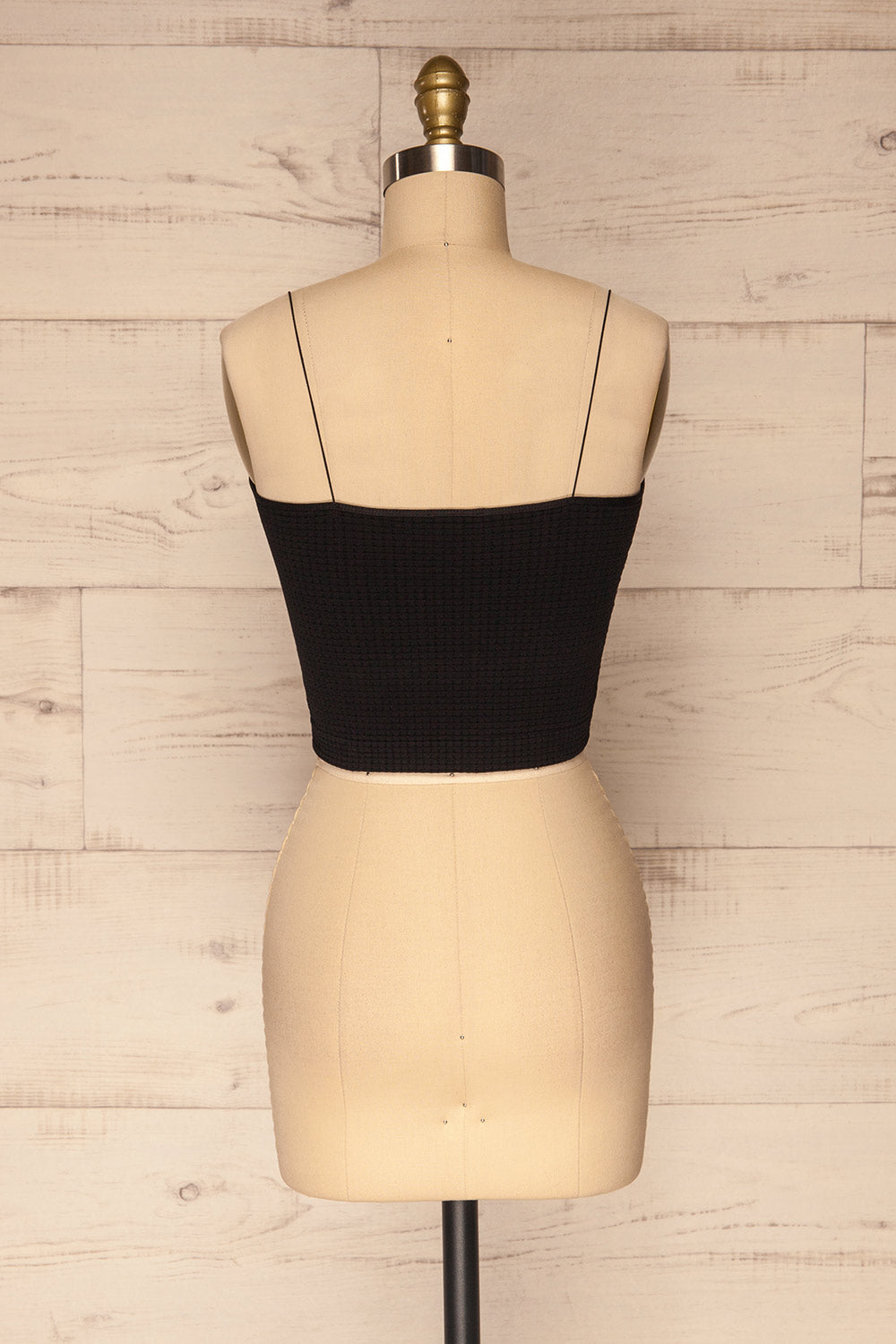 Norwich Black Embossed Crop Top | La petite garçonne back view