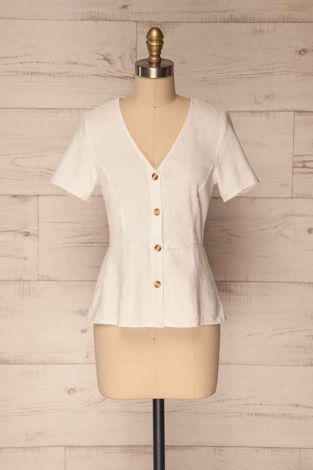 Nuoro Neige White Button-Up Peplum Shirt | La Petite Garçonne 1